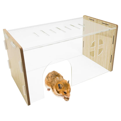 PINVNBY Acrylic Hamster Hideout Transparent Hamster Hide and House Small Animal Habitats Decor Hamster Cage Accessories for Syrian Dwarf Hamster Guinea Pig Gerbils Rat Mouse