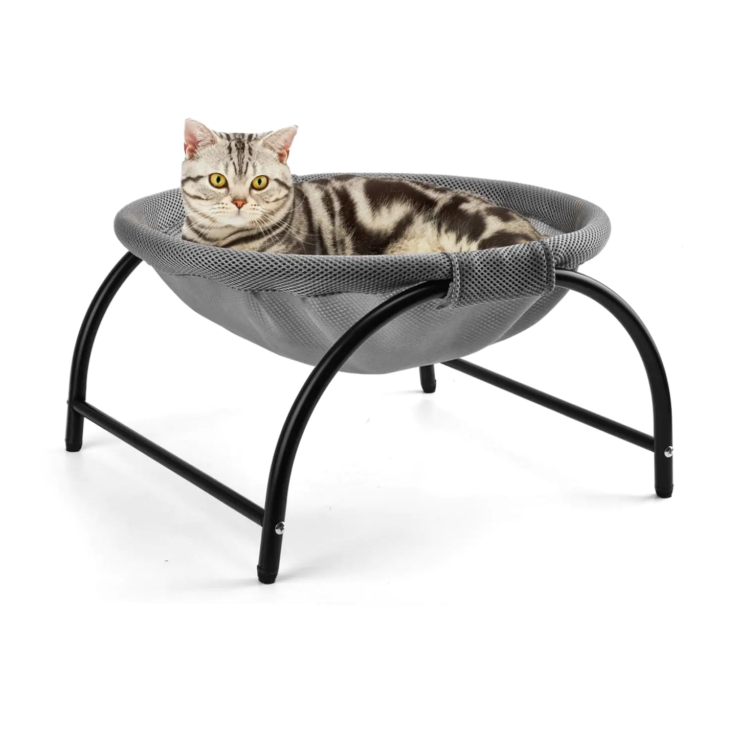 LIFLIX Cat Bed Cat Hammock Elevated Cat Bed with Removable Washable Mesh Free-Standing Breathable Cat Hammock Bed Stable Detachable Pet Hammocks Easy Assembly Indoors Outdoors(Gray)
